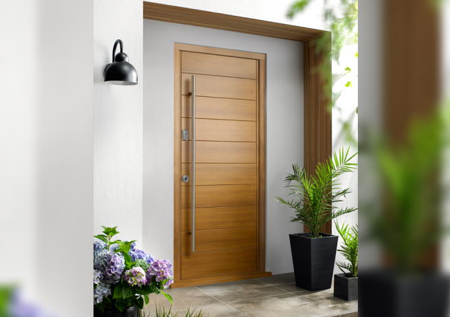 Ultimate Contemporary Front Doors In Grey And Oak