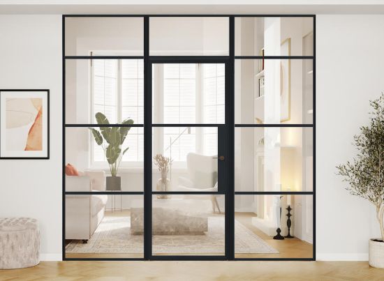 Aluspace 2100mm x 2384mm Grey Single Door With Sidelights And Fanlight