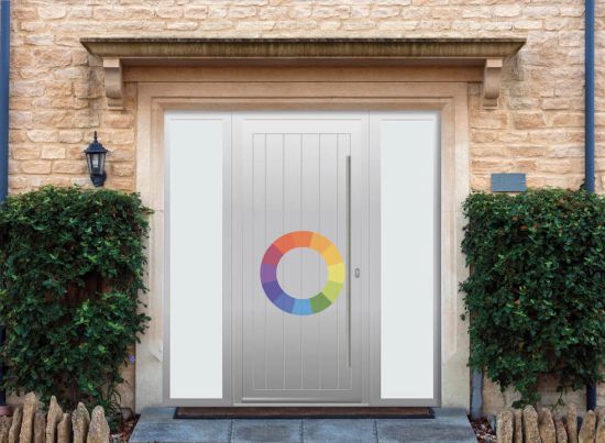 Abbey Solid - Aluminium Custom Colour Front Door - With Double Sidelight