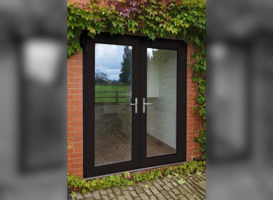 1.5M Black-Brown/White UPVC French Doors