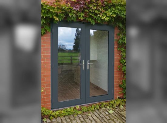 1.5M Grey/White UPVC French Doors