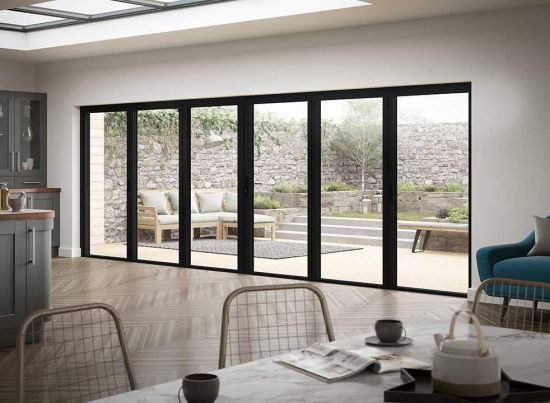 Status 4.8m Black Aluminium 6 bifold doors