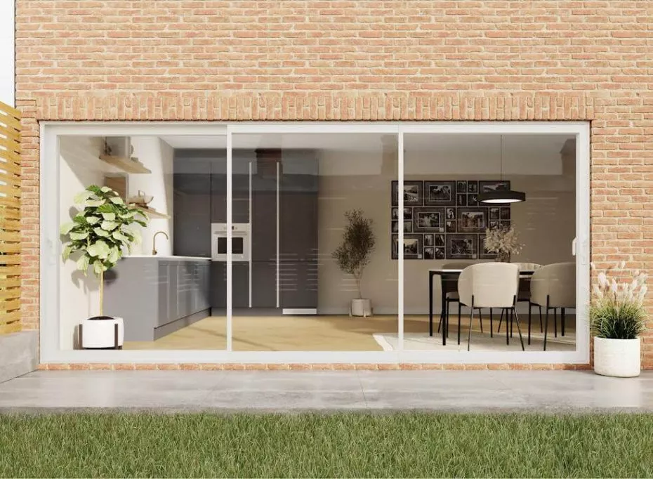 Supreme 3.0M x 2.1M External Sliding Patio Doors looking into kitchen