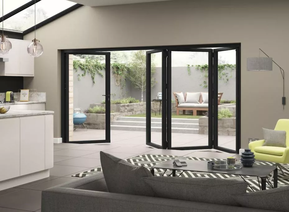 Modern bifold doors in contemporary home showing installation