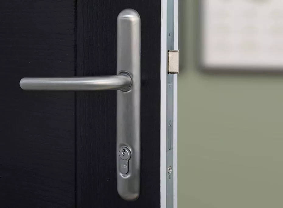 Vufold Monaco Composite 1.94m Black Front Door With Double Sidelights