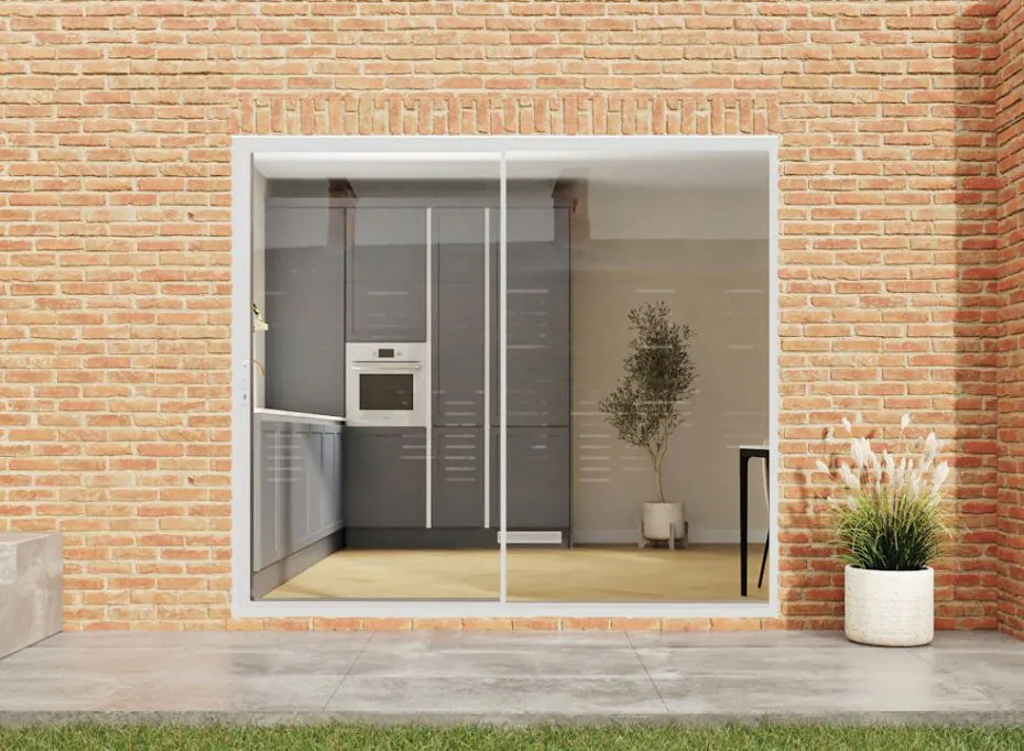 2 door bifold door from exterior in white