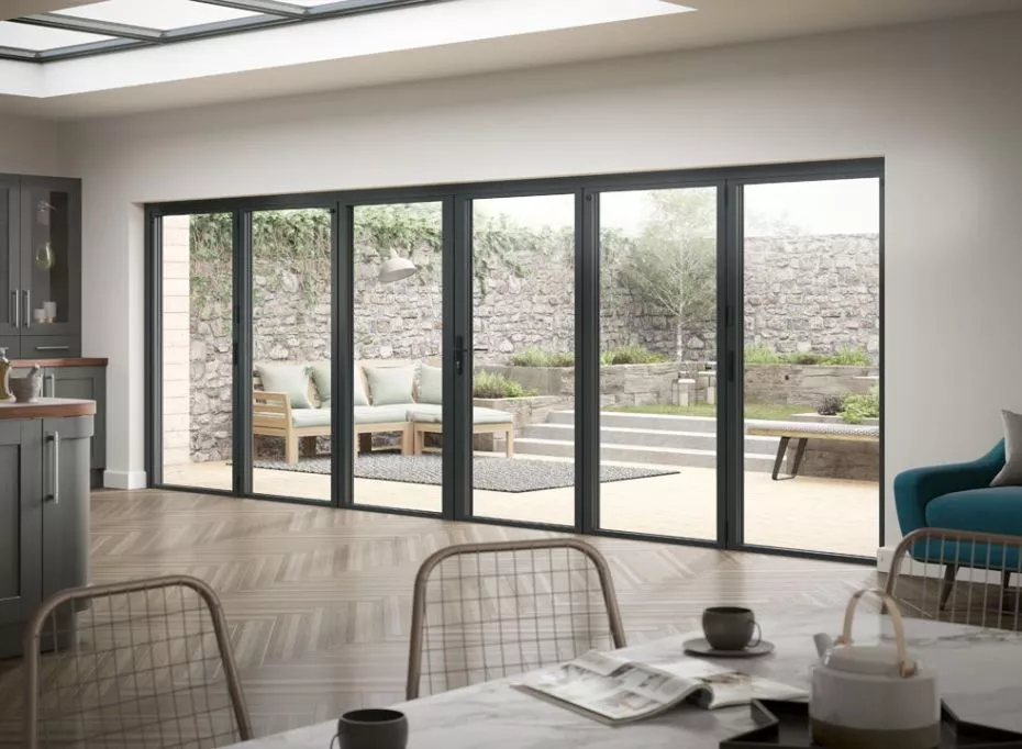 6m Grey Aluminium Bi-fold Doors 6 door | 15 Year Guarantee