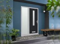 Vufold Monaco Composite 1.59m Black Front Door With Single Sidelight