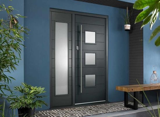 Malmo Grey Front Door With Single 610mm Sidelight