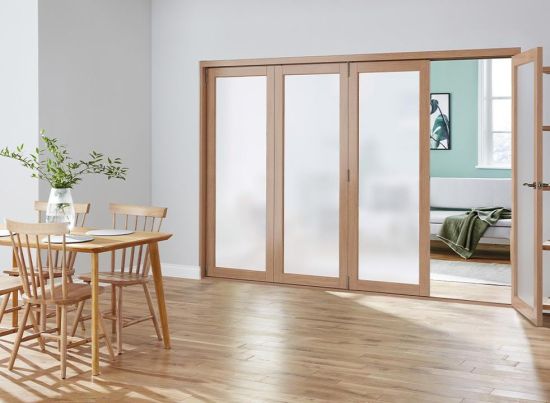 Finesse 3m (approx 10ft) Frosted Internal Bifold Doors - With bottom track