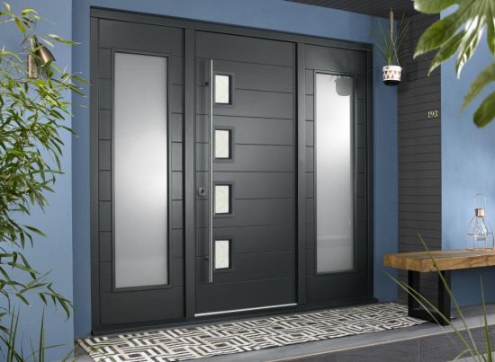 Bergen Grey Front Door with Sidelights