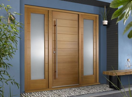 Oslo Oak Front Door with Sidelights