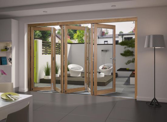 Partially Open Elite Unfinished 3.6m (approx 12ft) Bifold Doors
