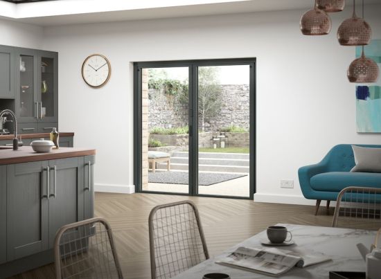 Closed Status 1.8m Grey Aluminium Double Glazed Bifold doors