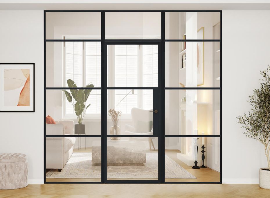 AluSpace 2400mm x 2384mm Black Single Door With Sidelights And Fanlight main product photo