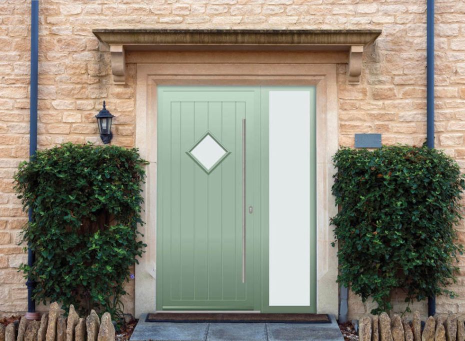 Abbey Diamond - Aluminium Cotswold Green Front Door - With Sidelight main product photo