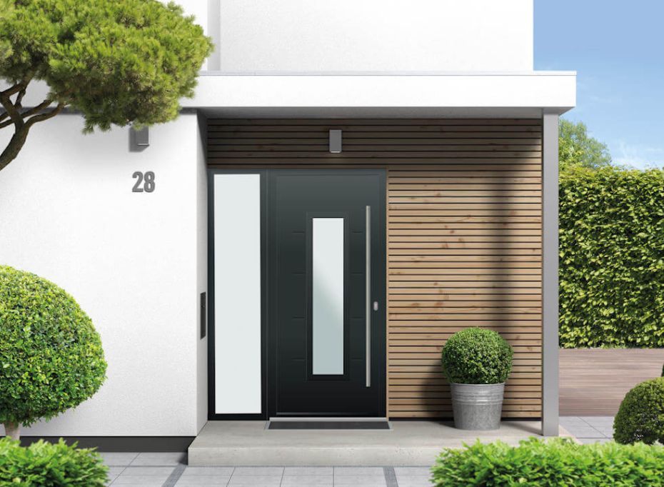 Carnaby - Aluminium Anthracite Grey Front Door - With Sidelight main product photo