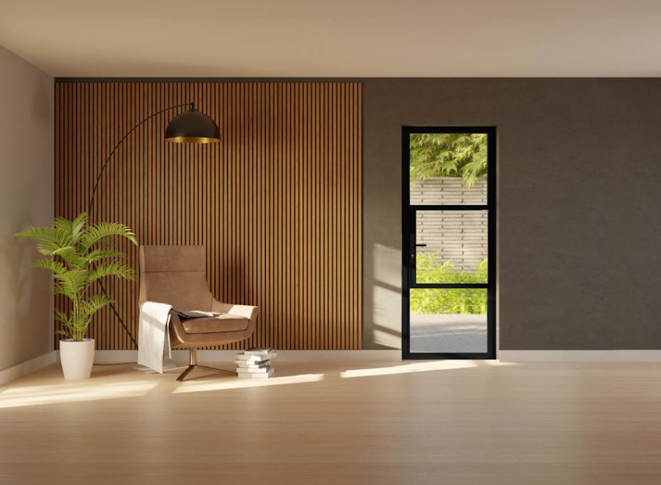 Classic Heritage 928mm x 2090mm Black Aluminium 3 Light Single Door main product photo