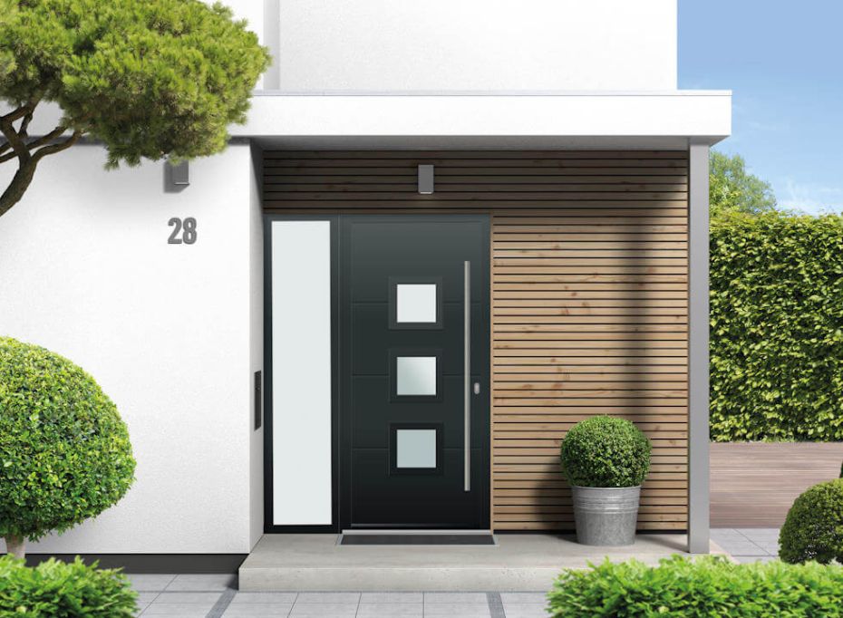 Lansdown - Aluminium Anthracite Grey Front Door - With Sidelight main product photo