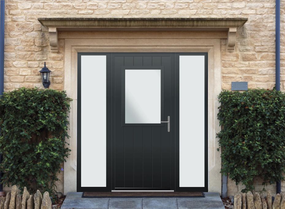 Woodchester - Aluminium Anthracite Grey Front Door - With Double Sidelight main product photo