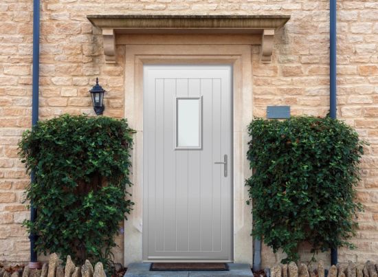 Abbey Rectangle - Aluminium Agate Grey Front Door