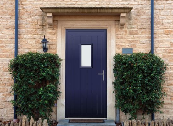 Abbey Rectangle - Aluminium Cobalt Blue Front Door
