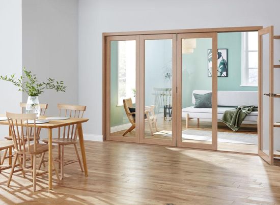 Finesse 3m (approx 10ft) Oak Internal Bifold Doors - With bottom track