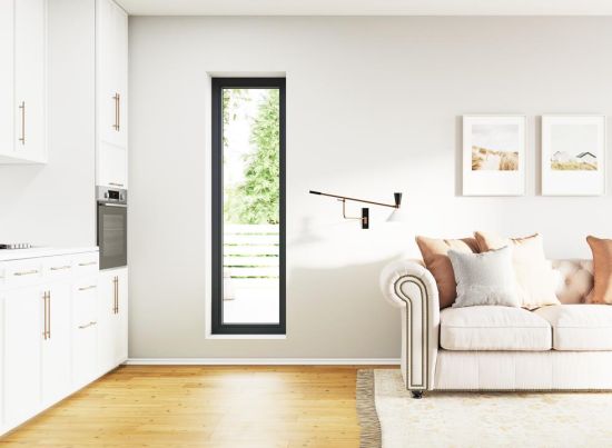 Grey Flush Casement Window Fixed 630mm x 2100mm