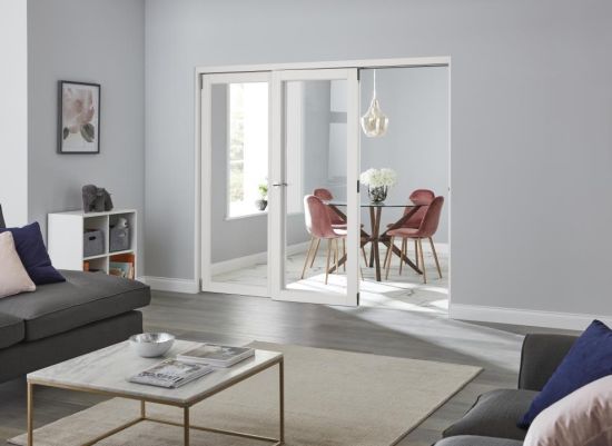 Finesse 2.1m (approx 7ft) White Internal Bifold Doors - Trackless