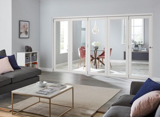 Finesse 3.6m (approx 12ft) White Internal Bifold Doors - With bottom track
