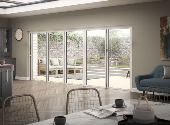 Status 4.2m Grey/White Aluminium Bifold doors