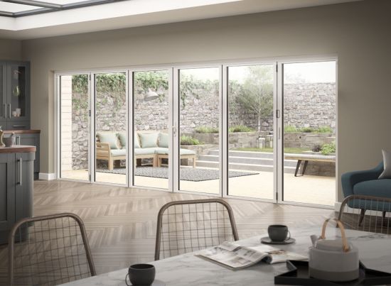 Status 6.0m White Aluminium 6 Bifold doors