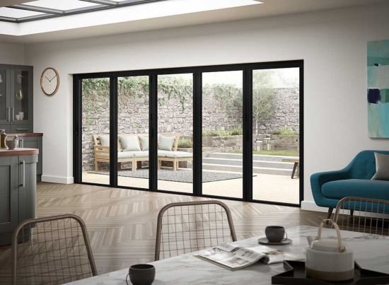 Status 4.2m Black Aluminium Bifold doors