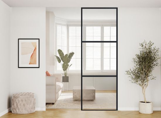 AluSpace 900x2384 Black Fixed Tall Single Screen