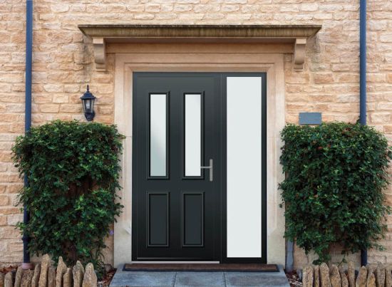 Harley - Aluminium Anthracite Grey Front Door - With Sidelight