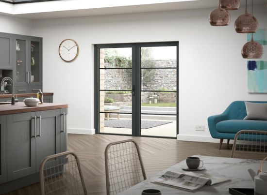 Heritage Supreme 1.5M Grey French Doors