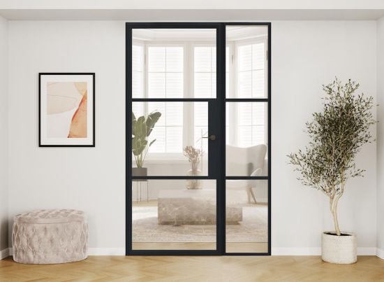 AluSpace 1045mm x 2084mm Black Single Door And Sidelight