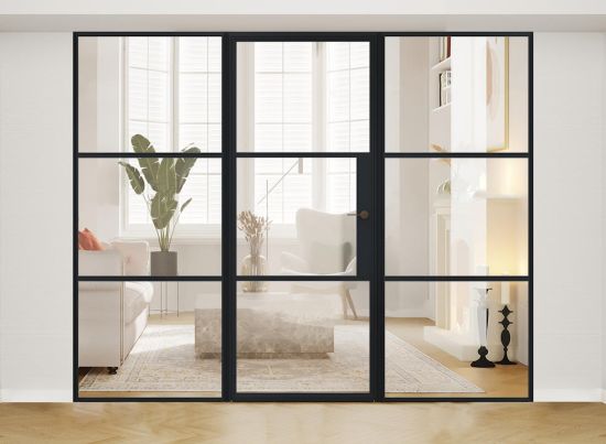 AluSpace 2400mm x 2084mm Black Single Door And Sidelights