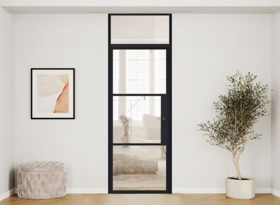 AluSpace 800mm x 2384mm Black Single Door With Fanlight