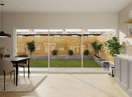 Supreme Triple Track 3.0m White Sliding Door - Double Glazed