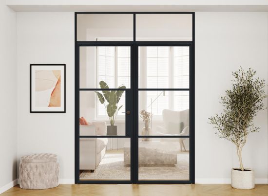 ALUSPACE 1.2m Grey French Door With Fanlight - Bundle