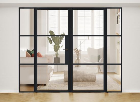 ALUSPACE 2.1m Black French Door - Bundle
