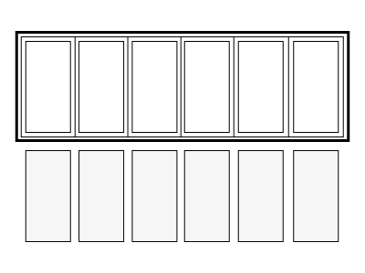 Unglazed doors built up in frame with loose glass 