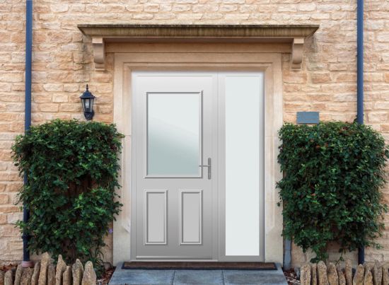 Baker - Aluminium Agate Grey Front Door - With Sidelight