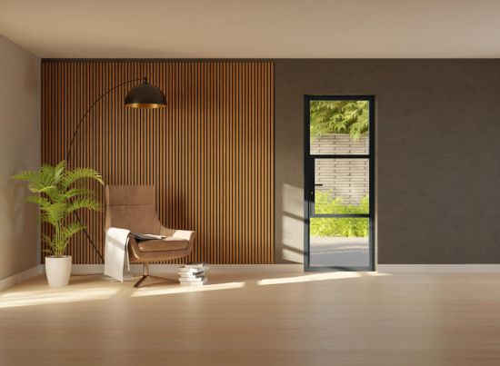 Classic Heritage 998mm x 2060mm Grey Aluminium 3 Light Single Door