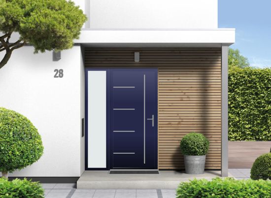 Grainger - Aluminium Cobalt Blue Front Door - With Sidelight