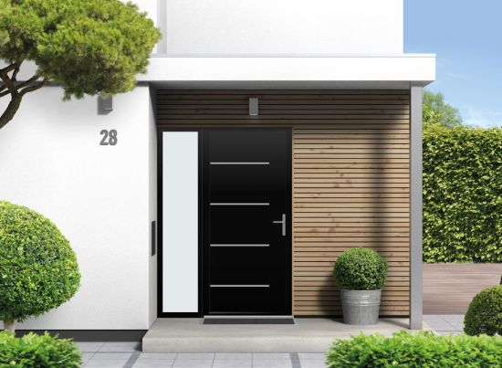 Picton - Aluminium Black Front Door - With Sidelight