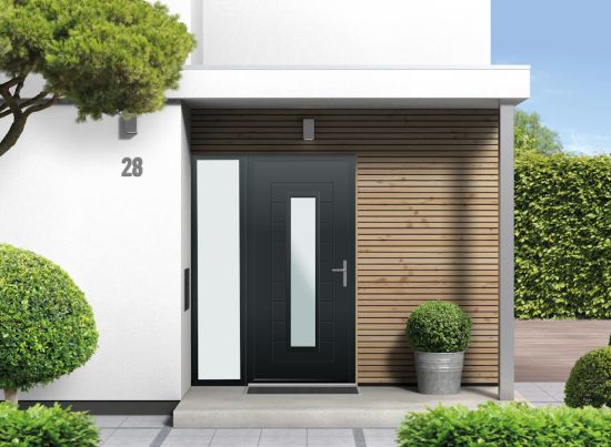 Portobello Glazed - Aluminium Anthracite Grey Front Door - With Sidelight