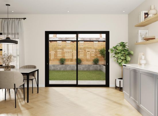 Supreme 2.4m Black Sliding Door - Double Glazed