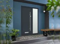 Vufold Monza Composite 1.59m Grey Front Door With Single Sidelight